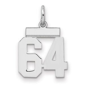 Sterling Silver, Athletic Collection, Small Polished Number 64 Pendant
